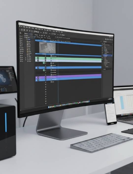 Setup Ordinateurs Travail de Bureau – PC Bureau + Ordinateur Portable + Accessoires Complets